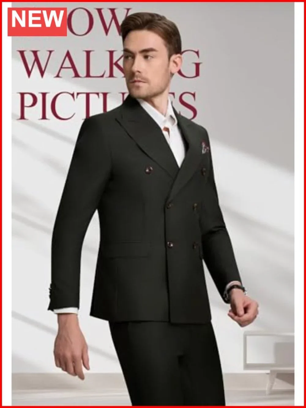 Men's Double Breasted Slim Fit 2-Piece Suit Set Blazer & Pants Formal Prom